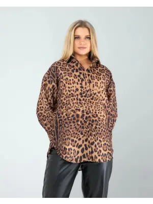 Omarı Zarif Leopar Desenli Gömlek