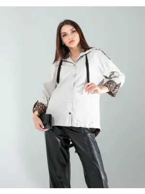 Trend Leopar Detaylı Ceket