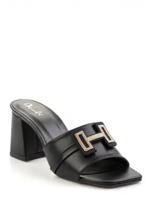 Siyah Cilt Topuklu Ayakkabı Kadın Giyim