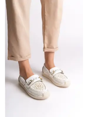 Çiçek Desenli Bayan Babet Ayakkabı