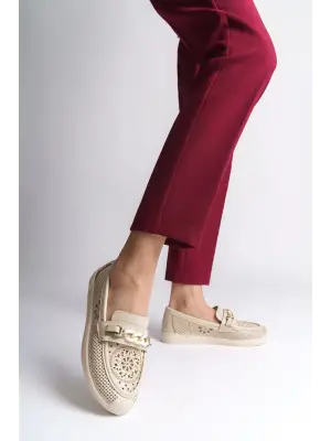 Çiçek Desenli Bayan Babet Ayakkabı