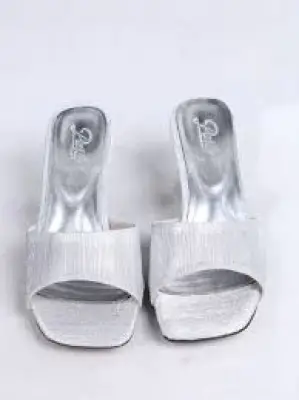 Luart Gümüş Simli Topuklu Terlik