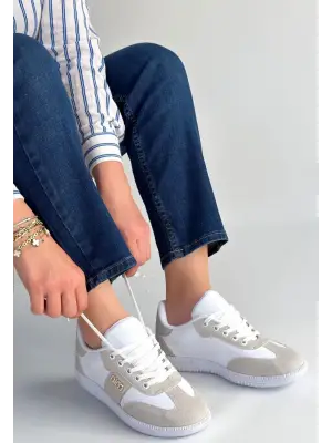 Lunga Beyaz Cilt Bağcıklı Spor Ayakkabı