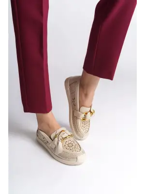 Çiçek Desenli Bayan Babet Ayakkabı