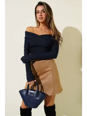 Madonna Çapraz Yaka Bluz Lacivert  