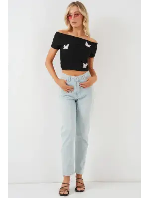 Madonna Yaka Kelebek Detaylı Bluz 957 - Siyah