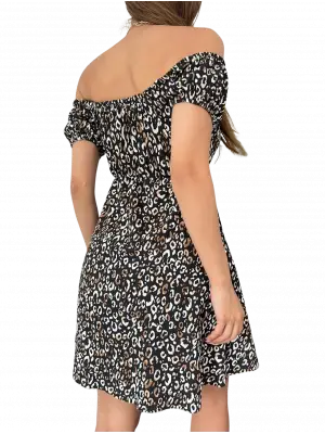 Madonna Yaka Leopar Desenli Elbise