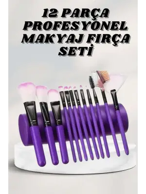 Makyaj Fırçası 12 Parça Set Yumuşak Uçlu Göz Makyajına Uygun Hafif Ve Taşınabilir Çanta