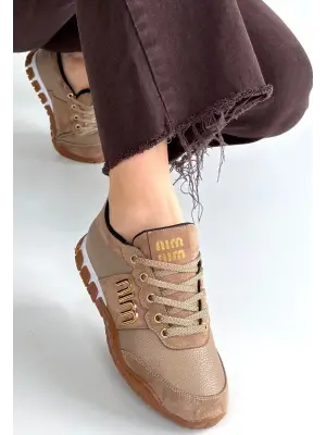 Marje Vizon Cilt Bağcıklı Spor Ayakkabı