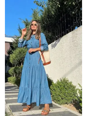 Mavi Gömlek Elbise