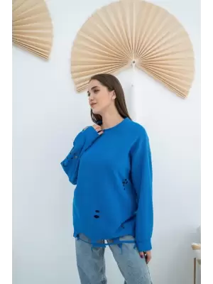 Mavi Lazer Kesim Bluz