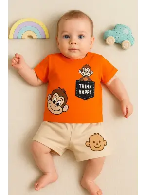 Maymun Desenli 2li Erkek Bebek Takım
