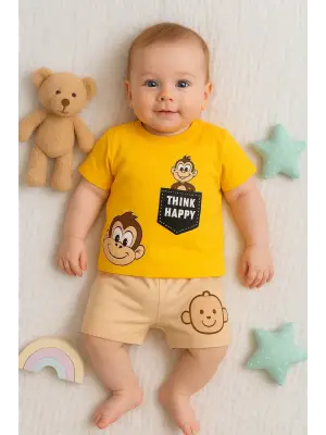 Maymun Desenli 2li Erkek Bebek Takım