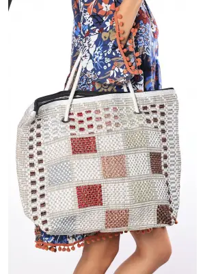 Omarı Denizden Esinlenen Renkli Plaj Çantası