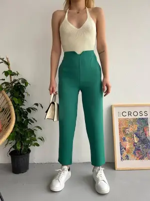 Omarı Petrol Yeşili Fletolu Atlas Pantolon