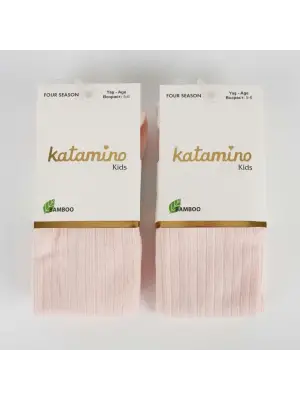 Omarı Bambu Kumaşlı Çocuk Külotlu Çorap - Pudra Renkli