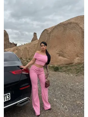Omarı Yüksek Bel Şık Bol Paça Takım