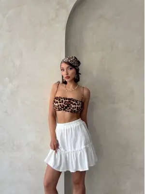 Omarı Beyaz Çingene Keten Etek - Yumuşak Dokulu ve Şık Model