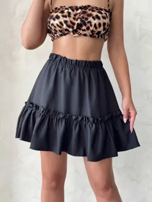 Omarı Siyah Çingene Keten Etek