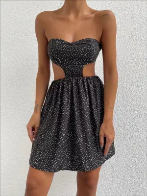 Omarı Işıltılı Straplez Elbise