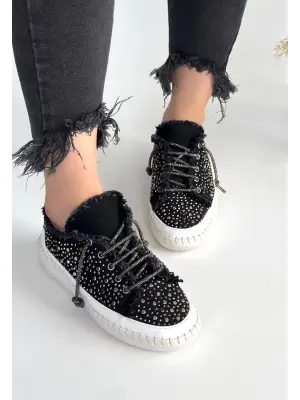 Omarı Guji Siyah Kot Bağcıklı Sneaker