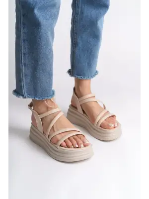 Omarı Şerit Detaylı Rahat Tabanlı Tabaan Sandalet