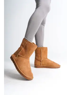 Omarı Süet İçi Kürklü Bayan Günlük Bot - Taba