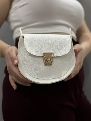 Omarı Elegan Beyaz Deri Cilt Çanta