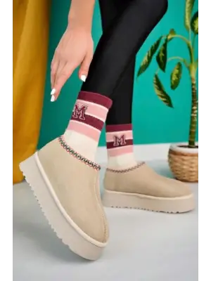 Omarı Elegant Bej Kadın Botu