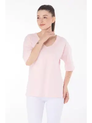 Omarı Pembe Renkli Rahat Tişört