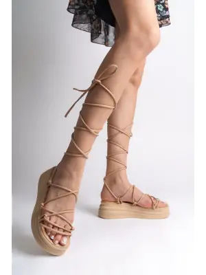 Omarı Rahat Tabanlı Bilekten Bağlamalı Tabaan Bayan Terlik