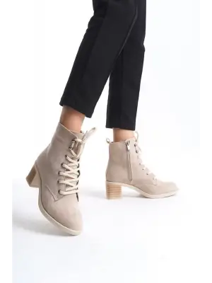 Omarı Tabaan Topuklu Süet Bayan Bot - Rahat ve Şık Günlük Ayakkabı