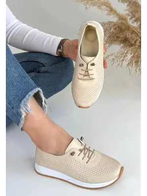 Omarı Hafif ve Rahat Bej Spor Ayakkabı