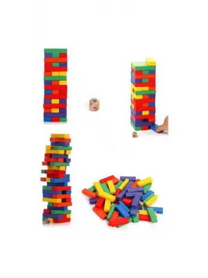 Omarı Renkli Ahşap Kutulu Denge Oyunu