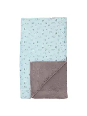 Omarı Sevimli Baykuş Desenli Mavi Battaniye