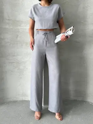 Omarı Yaz Kombin Şıklığı Bluz Pantolon Takımı