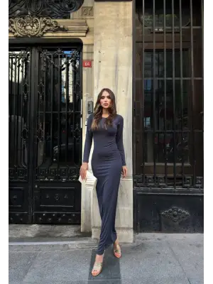 Omarı Elegan ve Şık Uzun Kollu Elbise