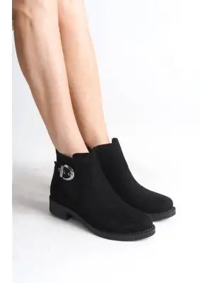 Omarı Rahat ve Şık Siyah Süet Bayan Bot