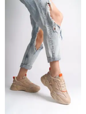 Omarı Rahat Tabanlı Tabaan Triko Detaylı Bayan Spor Ayakkabı