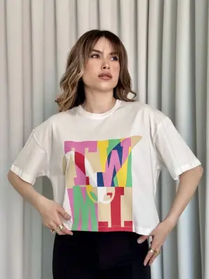 Omarı Trendy ve Tarz Crop Tişört