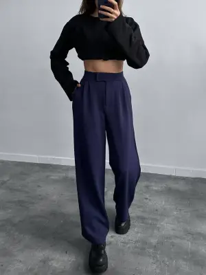 Omarı Yumuşak ve Şık Cırtlı Palazzo Pantolon