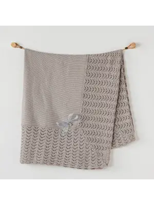 Omarı Yumuşak Dokulu Bebek Battaniye Gri Renkli
