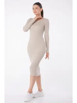 Omarı Rahat Kesim Kadın Midi Elbise