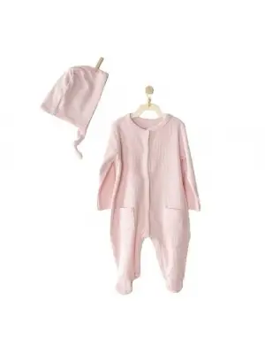 Omarı Yumuşak Modal Bebe Tulum Takımı - Pembe Renkli
