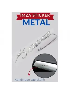 Metal 8.5 Cm Atatürk İmzası Sticker
