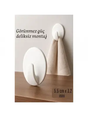 Mini Kendinden Yapışkanlı Duvar Askısı – 5.5 x 3.2 cm | İz Bırakmaz, Güçlü Tutuş