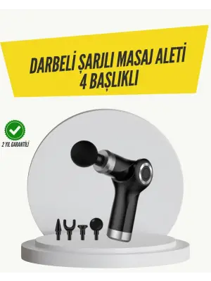 Mini Masaj Tabancası 4 Başlık 6 Hız Ayarlı