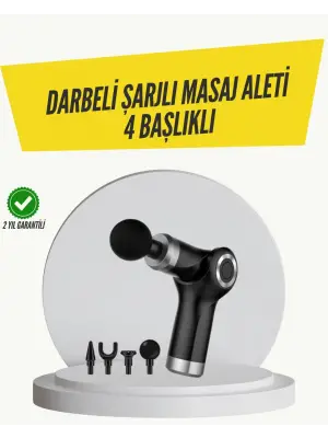 Mini Masaj Tabancası 4 Başlık 6 Hız Ayarlı
