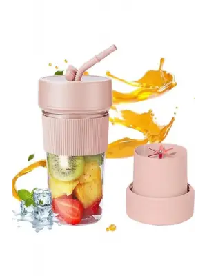 Mini Taşınabilir Mikser 350 Ml Smoothie Makinesi Meyve Sıkacağı Şarj Edilebilir Blender Pembe
