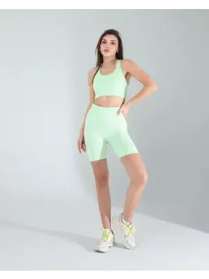 Sportif Biker Tayt Crop Takım